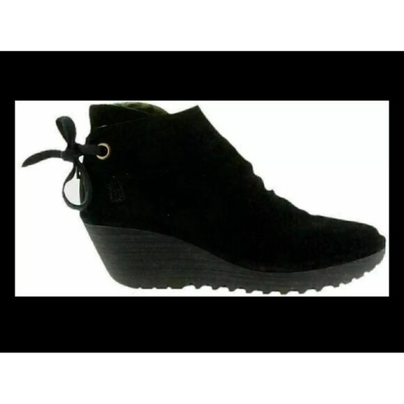 Fly London Womens Suede Black Wedges Size 35 5 - Picture 2 of 7